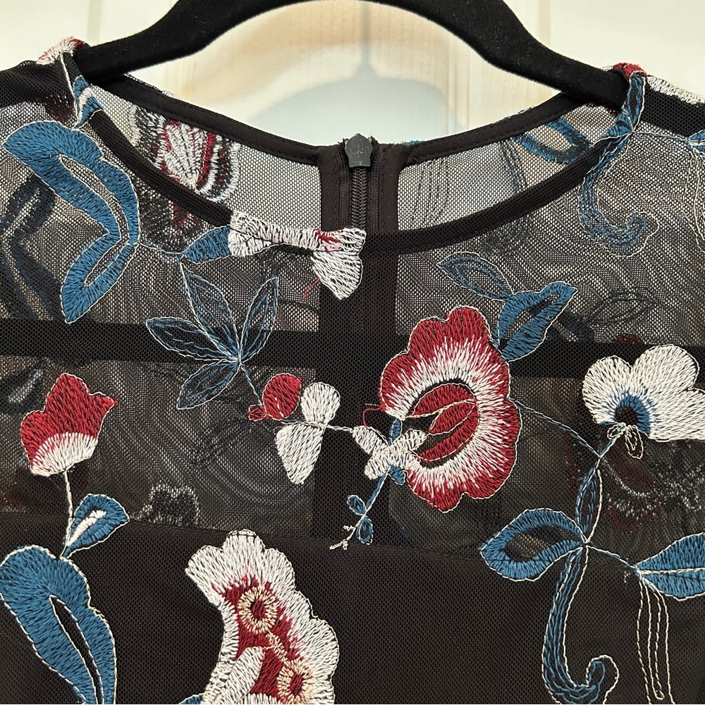 Embroidered floral dress with slip